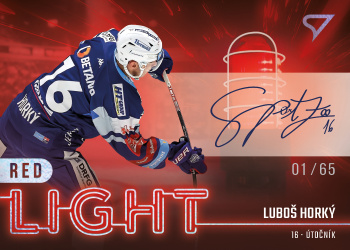 Lubos Horky Kometa Brno Tipsport ELH 2022/23 SportZoo 2. serie Red Light Auto /65 #RLS-LH